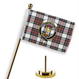 ScotsTee Shop Scottish Stewart Dress Modern Crest Tartan Desk Flag Plaid Table Flag