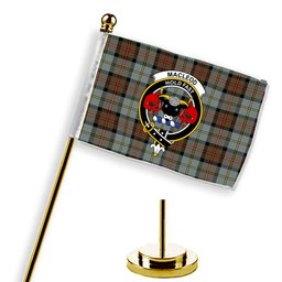 ScotsTee Shop Scottish MacLeod Of Harris Weathered Crest Tartan Desk Flag Plaid Table Flag
