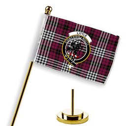 ScotsTee Shop Scottish Little of Morton Rigg Modern Crest Tartan Desk Flag Plaid Table Flag