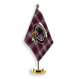 ScotsTee Shop Scottish Little of Morton Rigg Modern Crest Tartan Desk Flag Plaid Table Flag