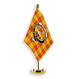 ScotsTee Shop Scottish McMillan Dress Modern Crest Tartan Desk Flag Plaid Table Flag