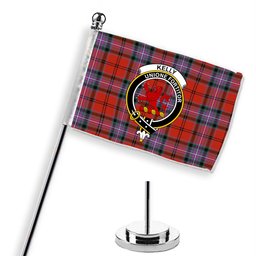 ScotsTee Shop Scottish Kelly of Sleat Red Ancient Crest Tartan Desk Flag Plaid Table Flag