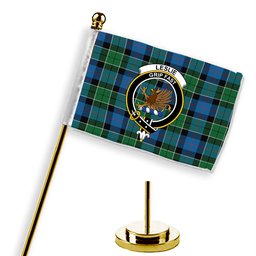 ScotsTee Shop Scottish Leslie Hunting Ancient Crest Tartan Desk Flag Plaid Table Flag