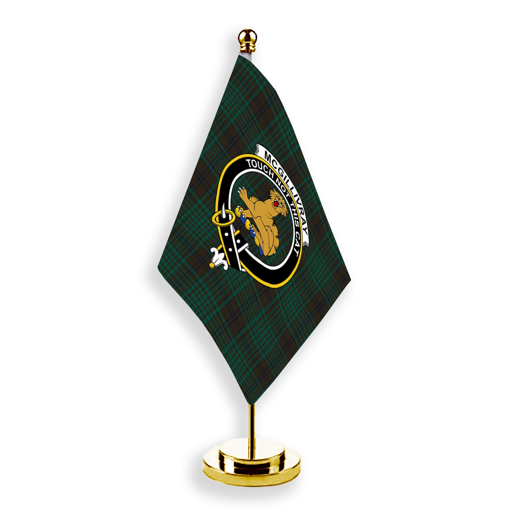 ScotsTee Shop Scottish McGillivray Hunting Modern Crest Tartan Desk Flag Plaid Table Flag