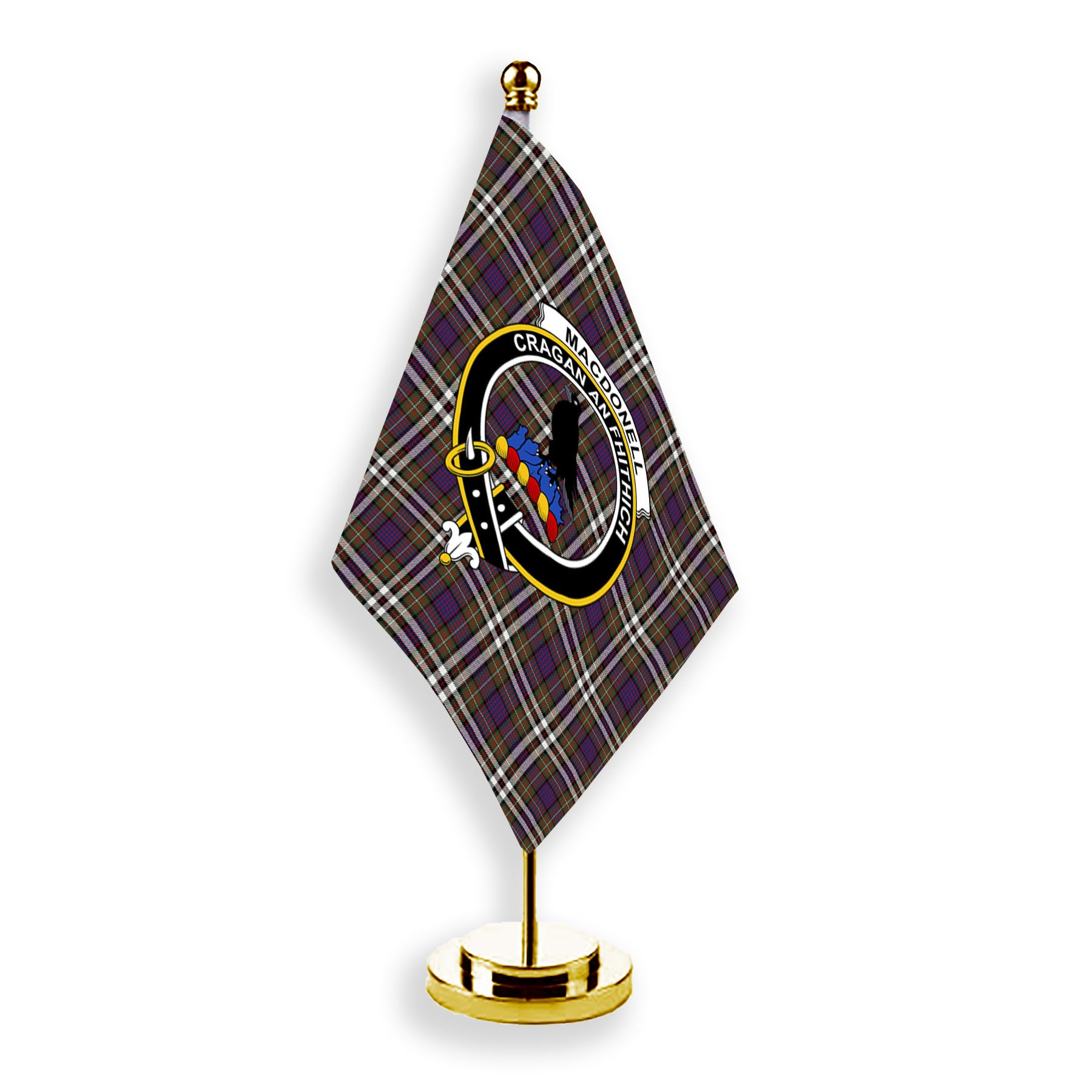 ScotsTee Shop Scottish MacDonell of Glengarry Dress Modern Crest Tartan Desk Flag Plaid Table Flag