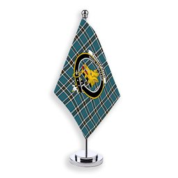 ScotsTee Shop Scottish Thompson Society Dress Blue Ancient Crest Tartan Desk Flag Plaid Table Flag