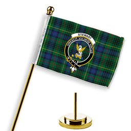 ScotsTee Shop Scottish Stewart Hunting Modern SC Crest Tartan Desk Flag Plaid Table Flag
