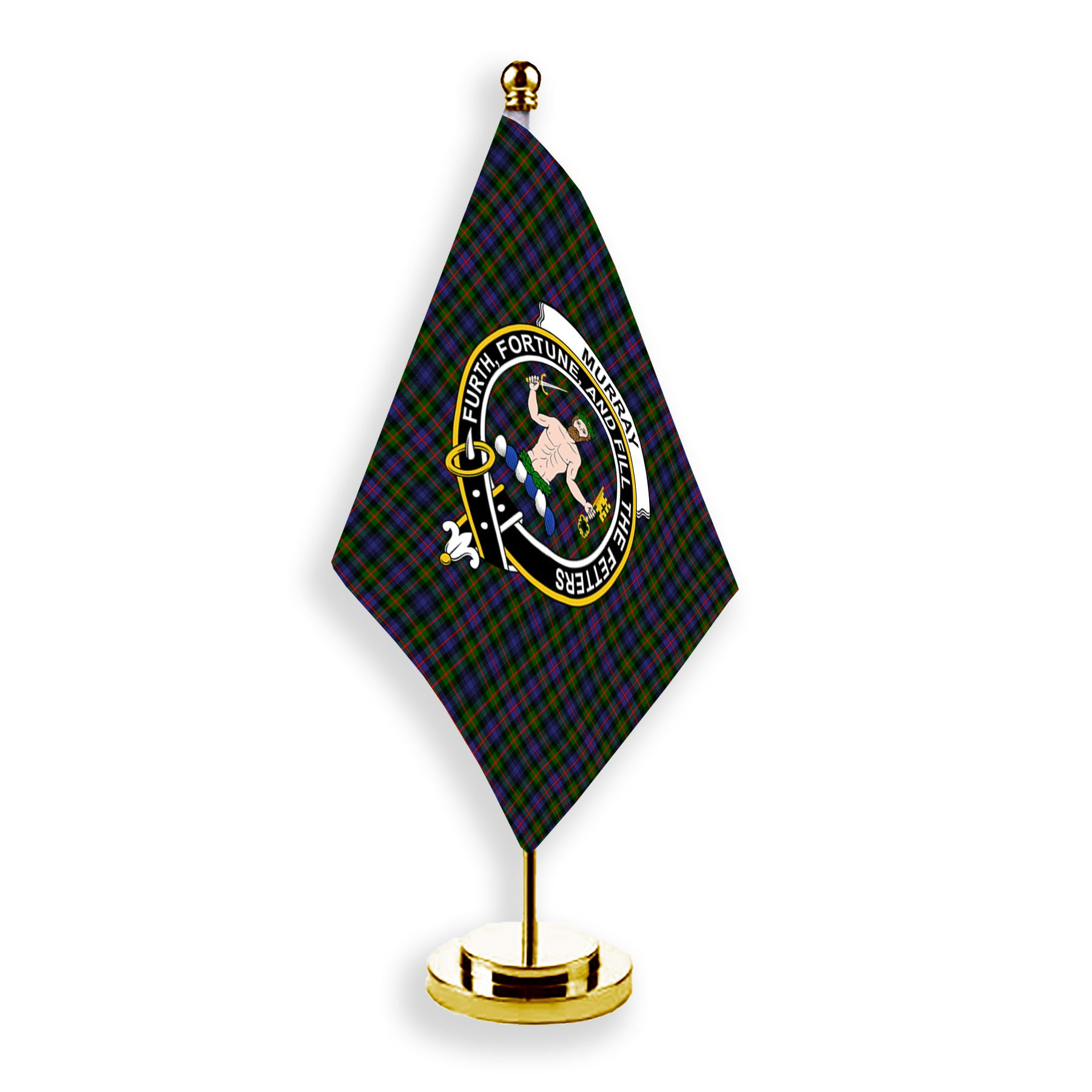 ScotsTee Shop Scottish Murray of Atholl Modern Crest Tartan Desk Flag Plaid Table Flag