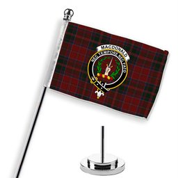 ScotsTee Shop Scottish MacDonald of Glencoe Crest Tartan Desk Flag Plaid Table Flag