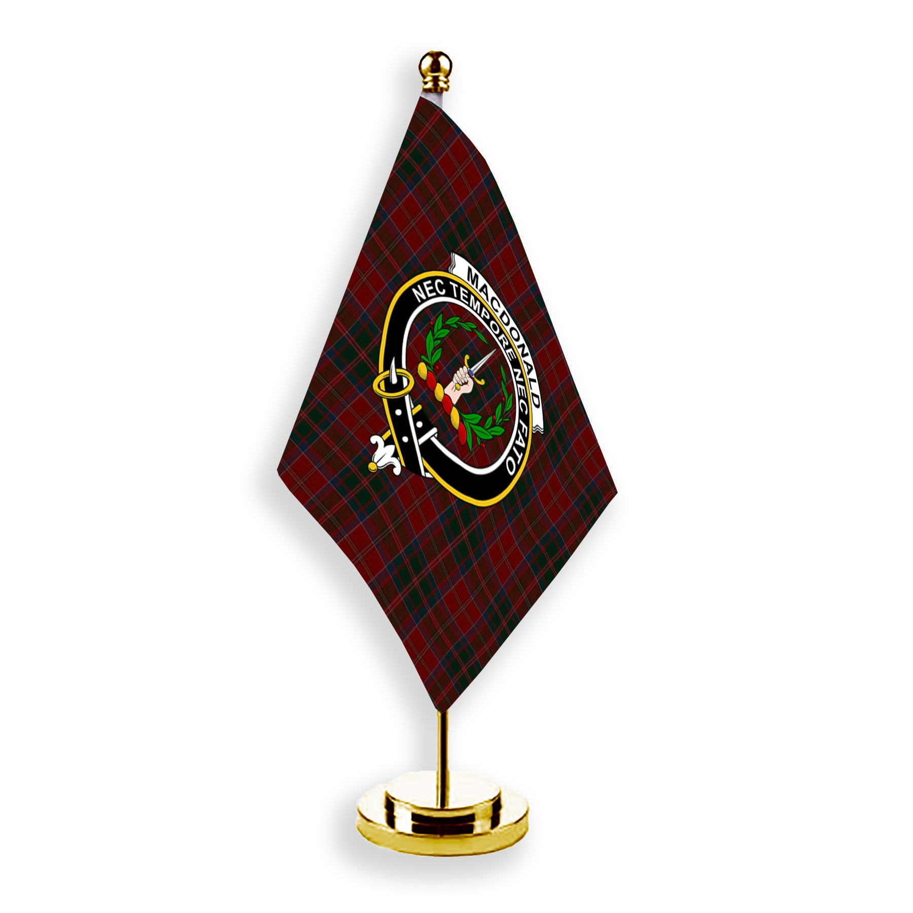 ScotsTee Shop Scottish MacDonald of Glencoe Crest Tartan Desk Flag Plaid Table Flag