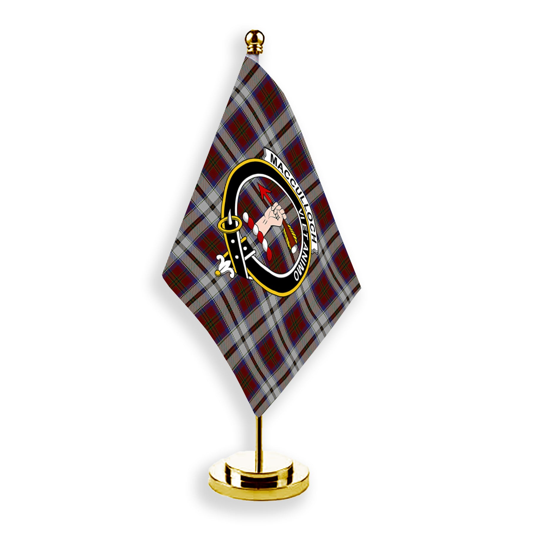 ScotsTee Shop Scottish MacCulloch Dress Crest Tartan Desk Flag Plaid Table Flag