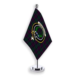 ScotsTee Shop Scottish MacArthur of Milton Hunting Crest Tartan Desk Flag Plaid Table Flag