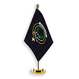 ScotsTee Shop Scottish MacArthur of Milton Hunting Crest Tartan Desk Flag Plaid Table Flag