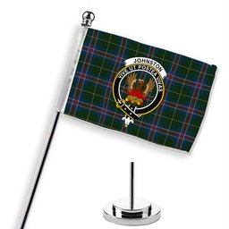 ScotsTee Shop Scottish Johnston Diana Dress Crest Tartan Desk Flag Plaid Table Flag