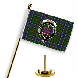 ScotsTee Shop Scottish Ogilvie Hunting 1 Crest Tartan Desk Flag Plaid Table Flag