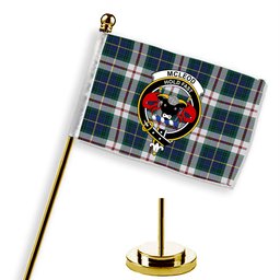 ScotsTee Shop Scottish McLeod Of Californian Modern Crest Tartan Desk Flag Plaid Table Flag