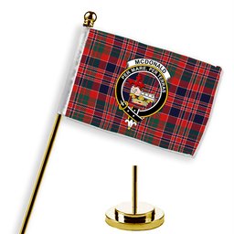 ScotsTee Shop Scottish McDonald of Boisdale Modern Crest Tartan Desk Flag Plaid Table Flag