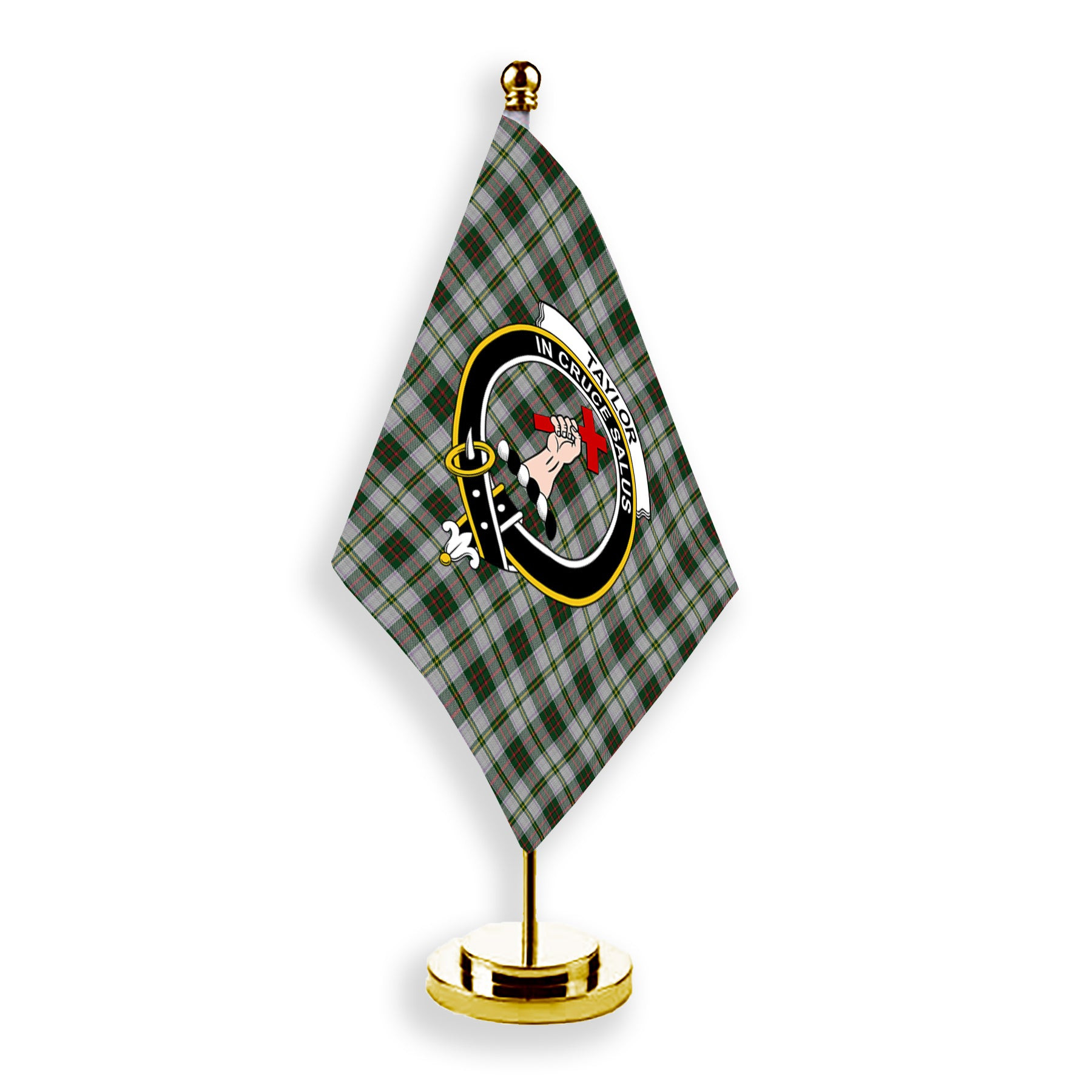 ScotsTee Shop Scottish Taylor Dress 2 Crest Tartan Desk Flag Plaid Table Flag