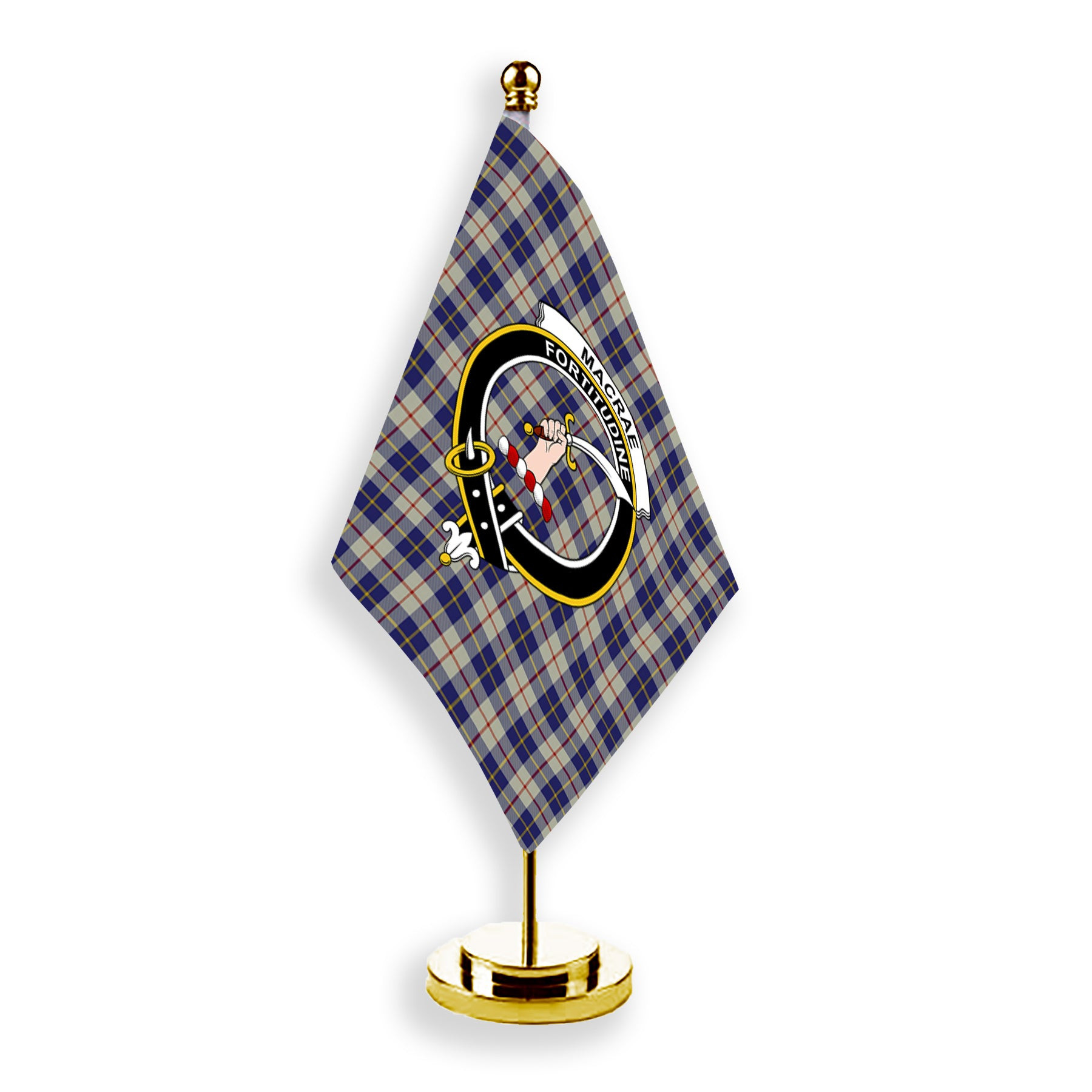 ScotsTee Shop Scottish MacRae of Conchra Crest Tartan Desk Flag Plaid Table Flag