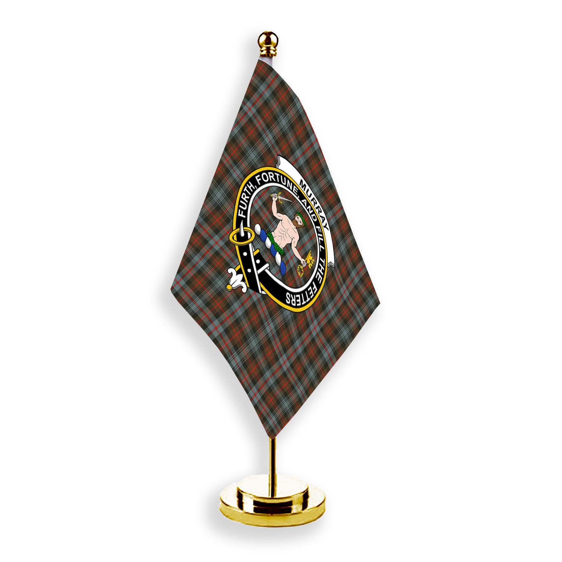ScotsTee Shop Scottish Murray of Atholl Weathered Crest Tartan Desk Flag Plaid Table Flag