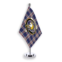 ScotsTee Shop Scottish Stewart of Appin Hunting Dress Crest Tartan Desk Flag Plaid Table Flag