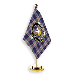 ScotsTee Shop Scottish Stewart of Appin Hunting Dress Crest Tartan Desk Flag Plaid Table Flag