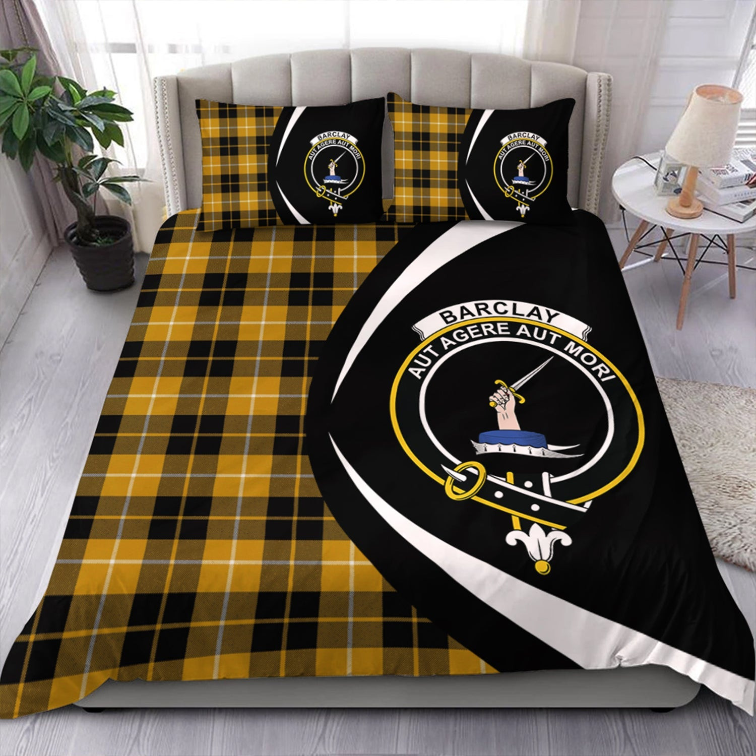 ScotsTee Shop Scottish Barclay Dress Ancient Clan Badge Tartan Bedding Set Circle Style
