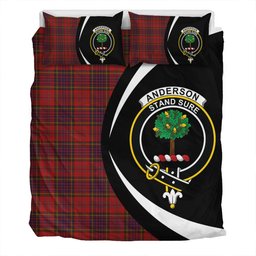 ScotsTee Shop Scottish Anderson of Kinneddar Red Modern Clan Badge Tartan Bedding Set Circle Style