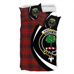 ScotsTee Shop Scottish Anderson of Kinneddar Red Modern Clan Badge Tartan Bedding Set Circle Style