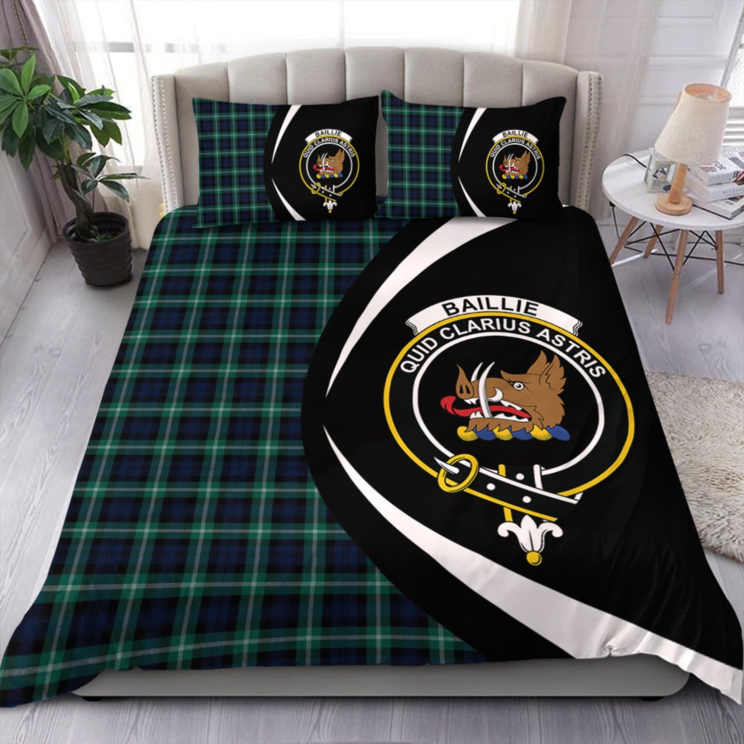 ScotsTee Shop Scottish Baillie of Polkemmet Modern Clan Badge Tartan Bedding Set Circle Style
