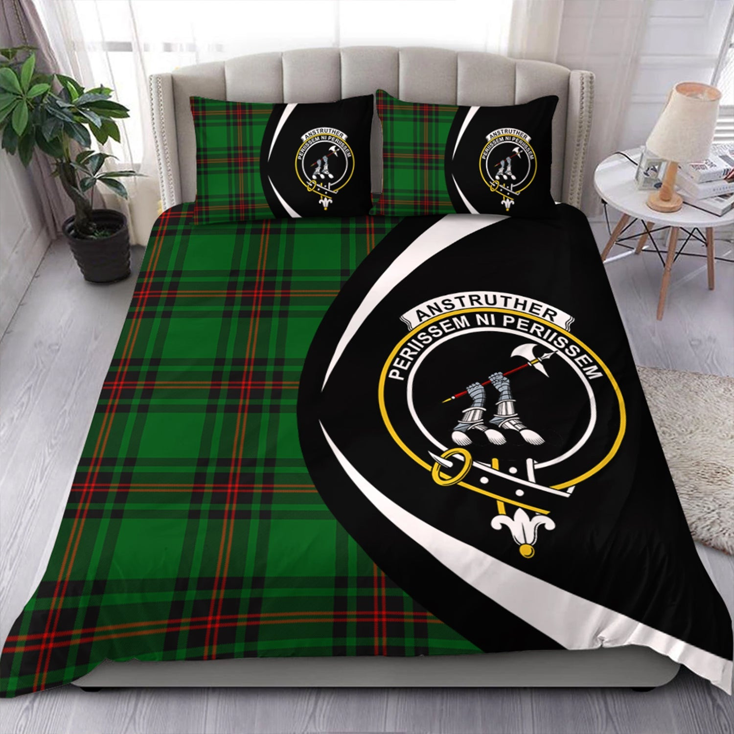 ScotsTee Shop Scottish Anstruther Clan Badge Tartan Bedding Set Circle Style