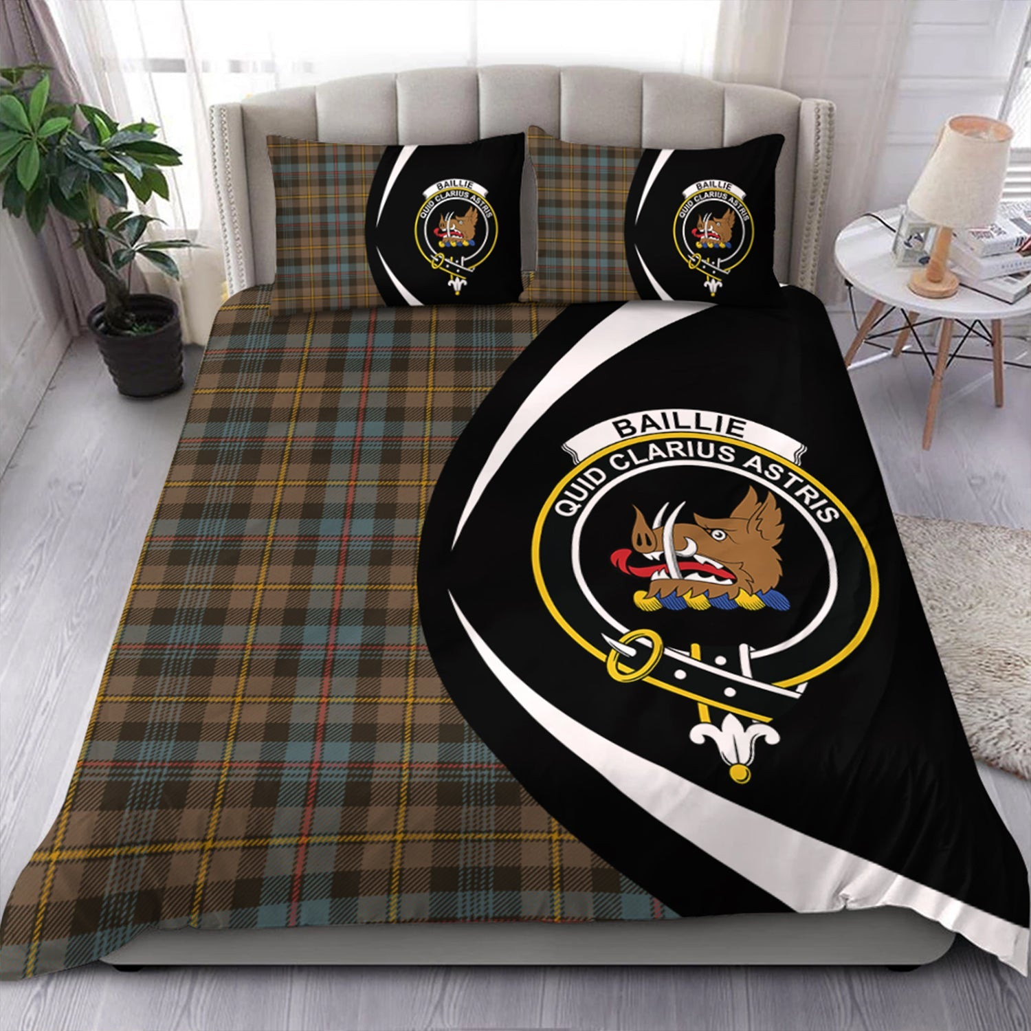 ScotsTee Shop Scottish Baillie Weathered Clan Badge Tartan Bedding Set Circle Style