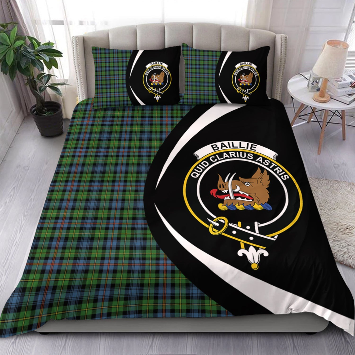 ScotsTee Shop Scottish Baillie of Lamington Clan Badge Tartan Bedding Set Circle Style
