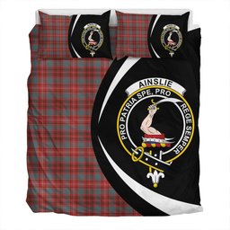 ScotsTee Shop Scottish Ainslie Weathered Clan Badge Tartan Bedding Set Circle Style