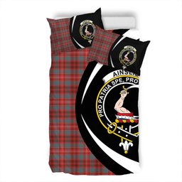 ScotsTee Shop Scottish Ainslie Weathered Clan Badge Tartan Bedding Set Circle Style