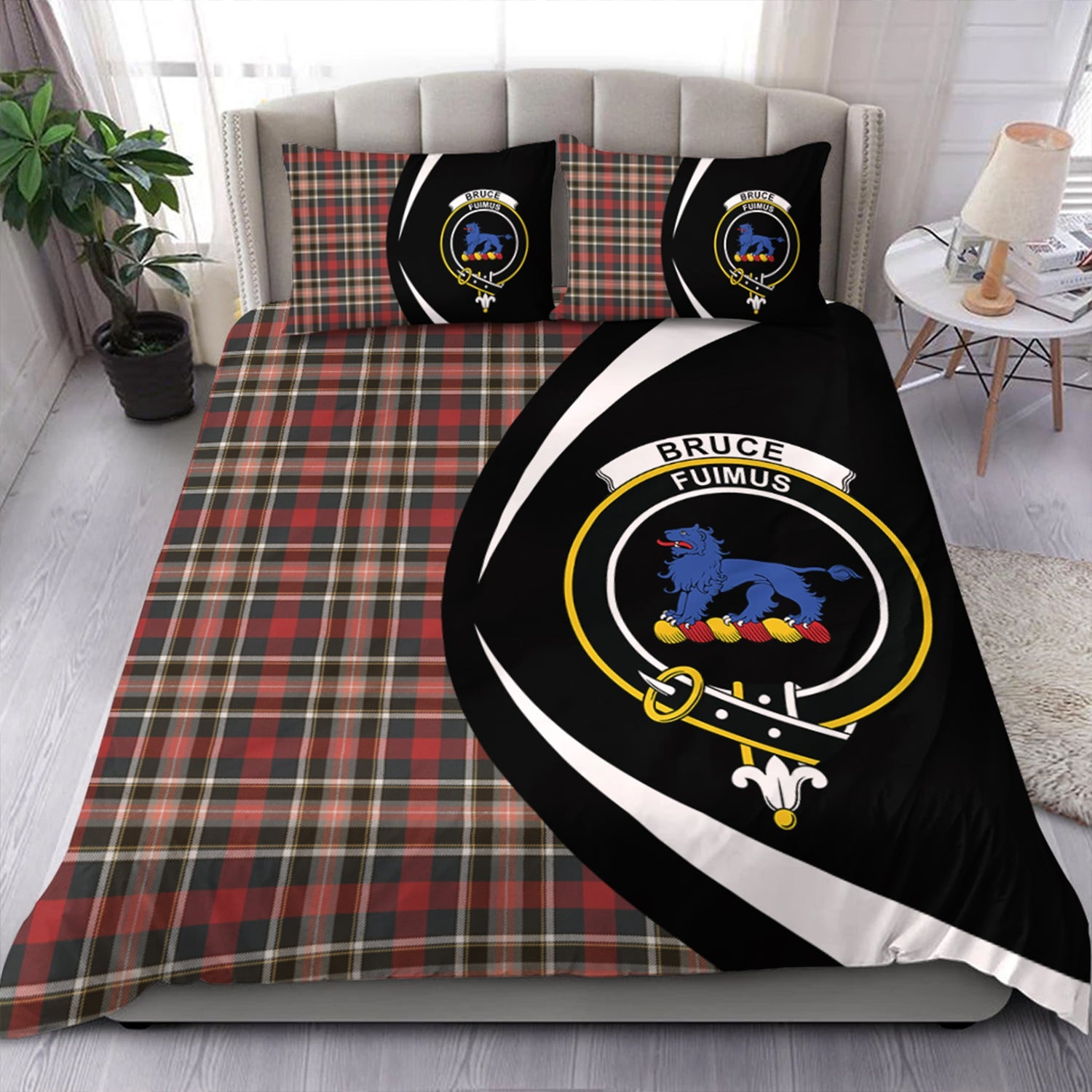 ScotsTee Shop Scottish Bruce of Kinnaird Weathered Clan Badge Tartan Bedding Set Circle Style
