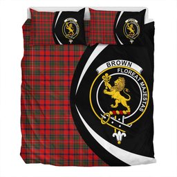 ScotsTee Shop Scottish Brown of Castledean (Broun of Castledean) Modern Clan Badge Tartan Bedding Set Circle Style
