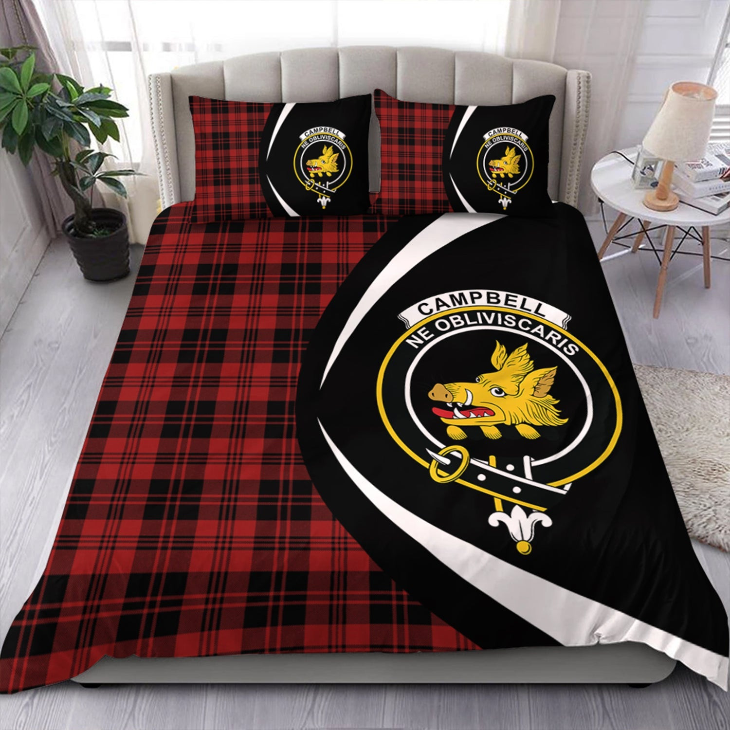 ScotsTee Shop Scottish Campbell of Lochlane Modern 2 Clan Badge Tartan Bedding Set Circle Style