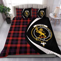 ScotsTee Shop Scottish Brown (Broun) Modern Clan Badge Tartan Bedding Set Circle Style