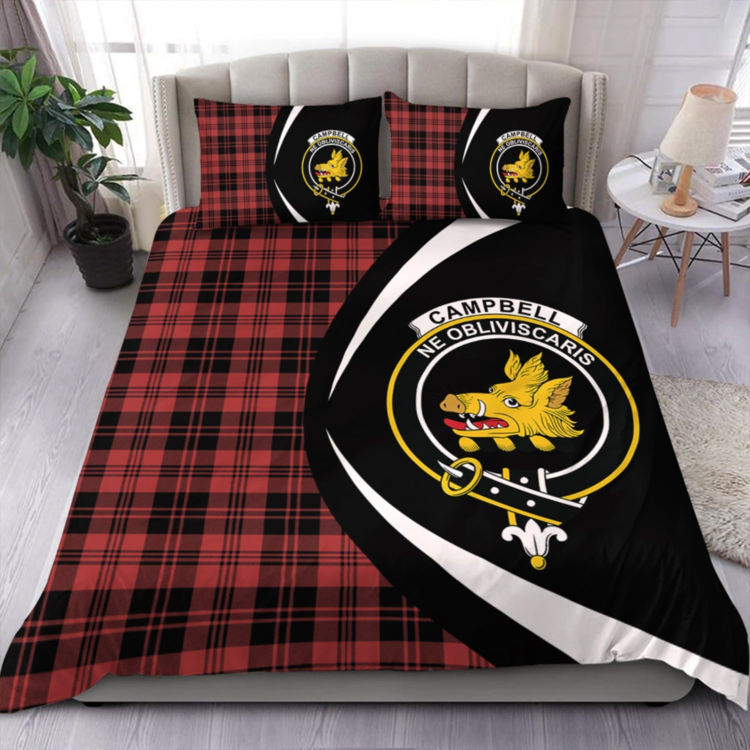 ScotsTee Shop Scottish Campbell of Lochlane Ancient 2 Clan Badge Tartan Bedding Set Circle Style