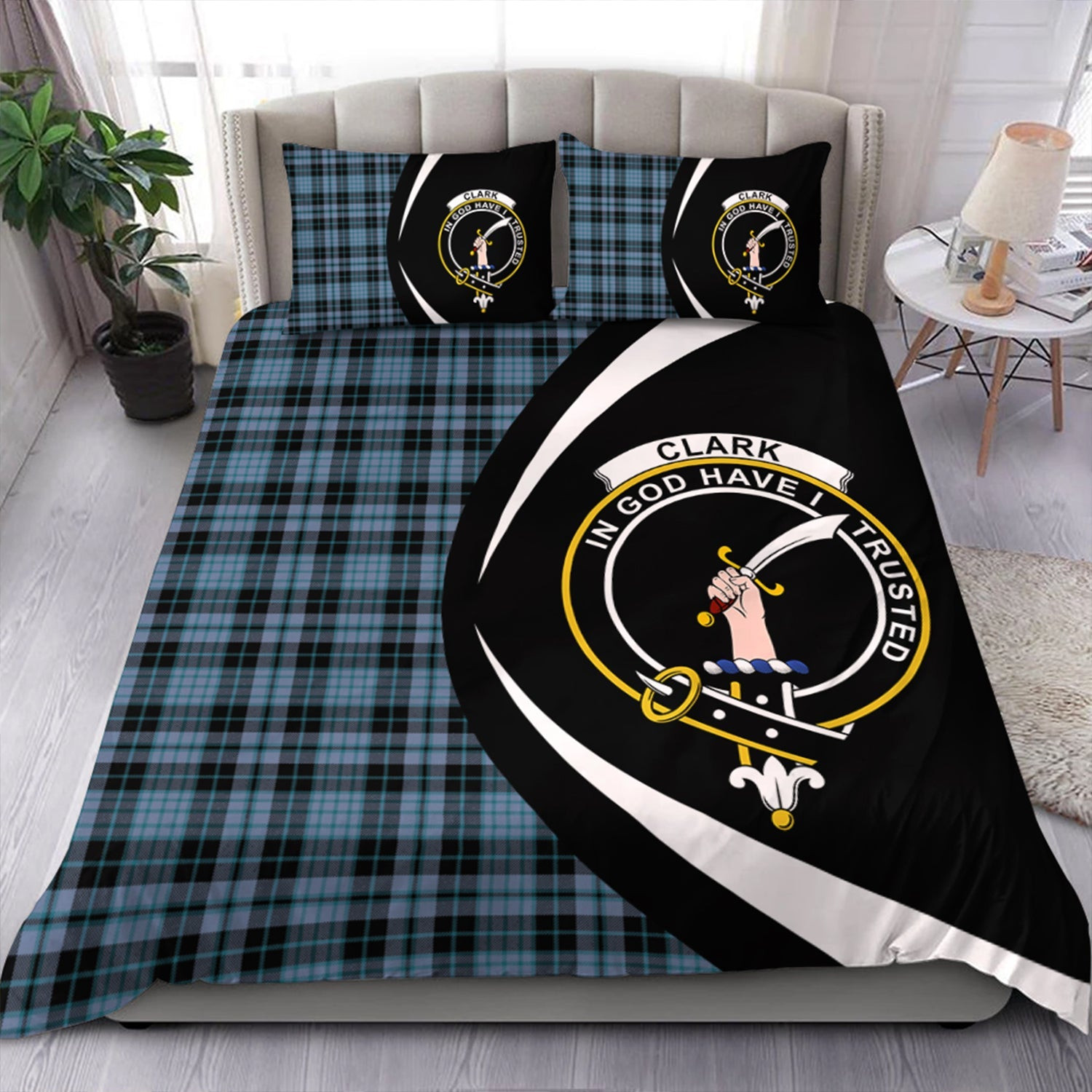 ScotsTee Shop Scottish Clark (Clergy) Ancient Clan Badge Tartan Bedding Set Circle Style