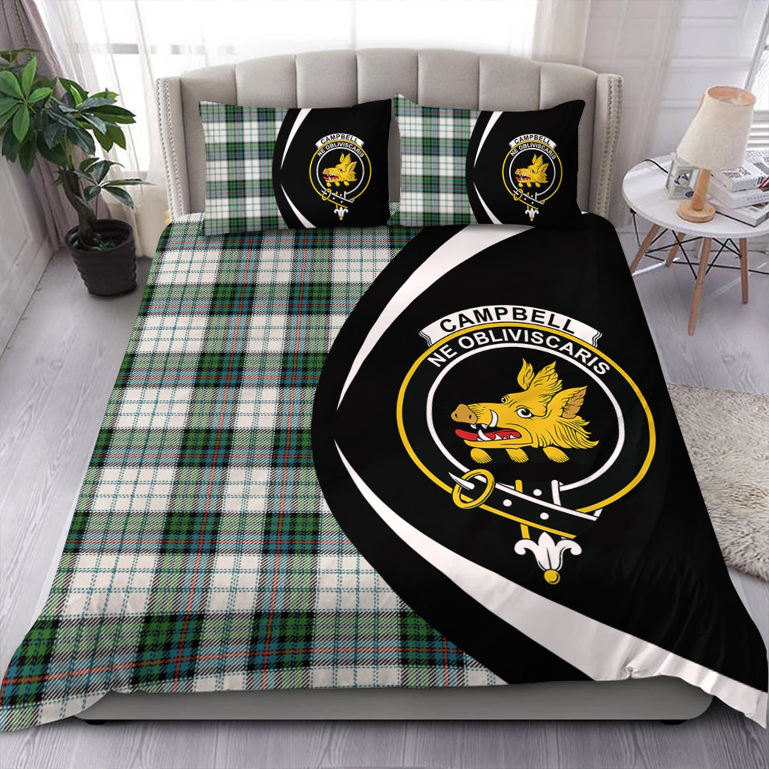 ScotsTee Shop Scottish Campbell of Cawdor Dress Ancient 2 Clan Badge Tartan Bedding Set Circle Style