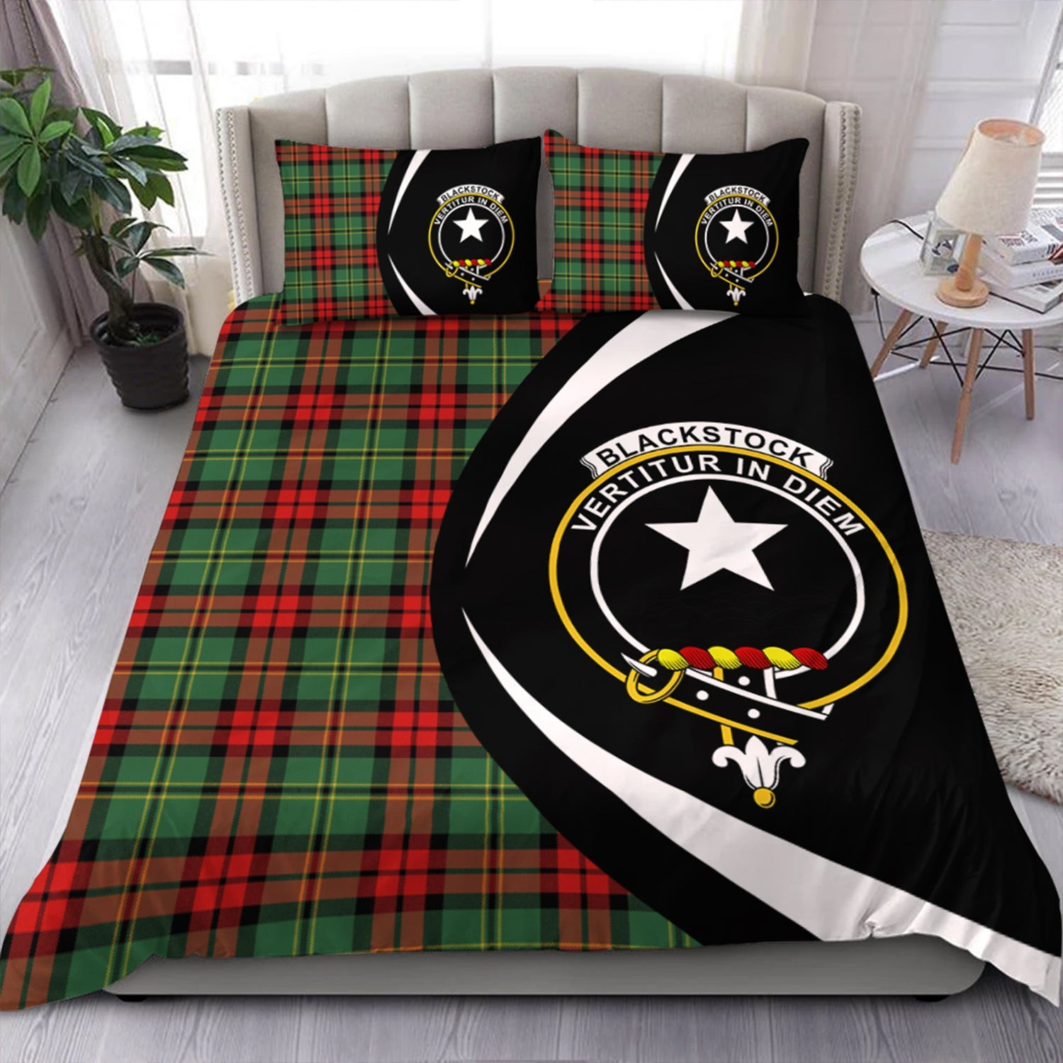 ScotsTee Shop Scottish Blackstock Hunting Modern Clan Badge Tartan Bedding Set Circle Style