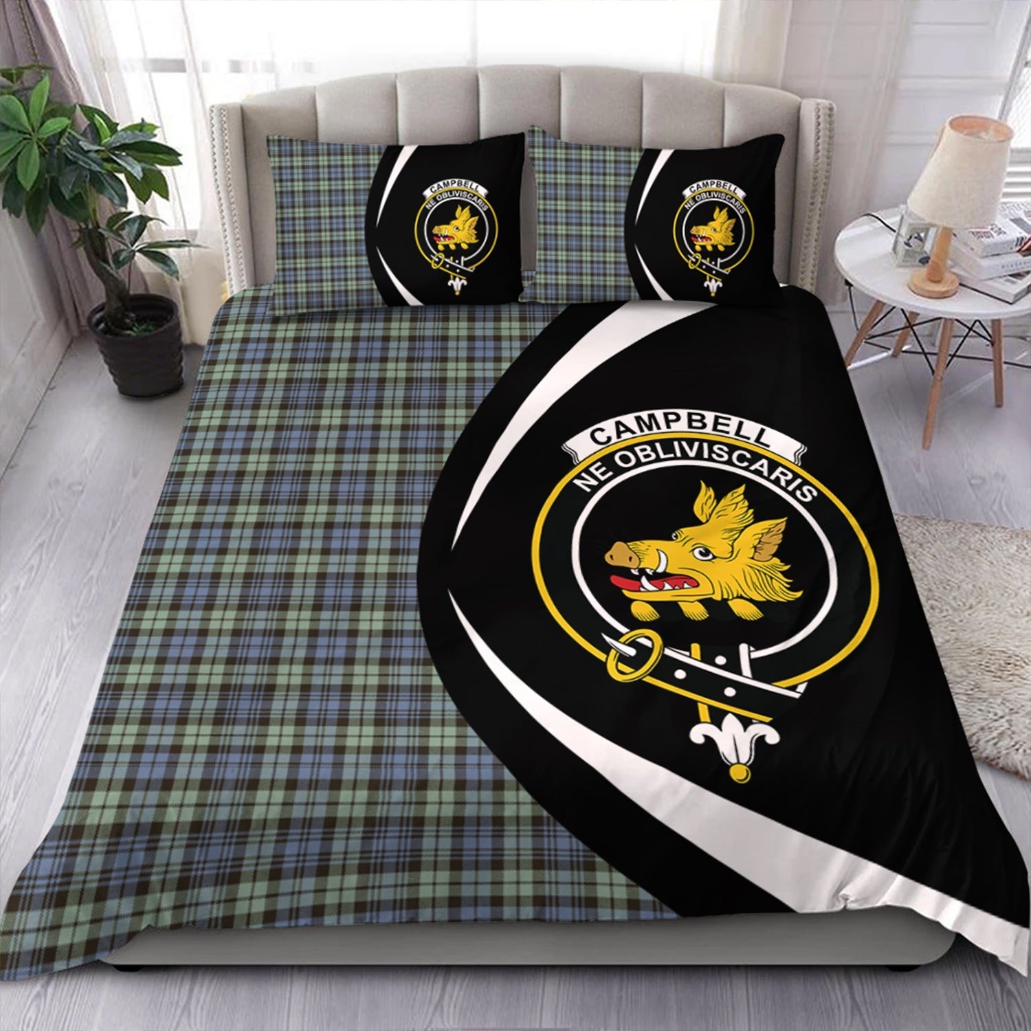 ScotsTee Shop Scottish Campbell of Inveraray Ancient 2 Clan Badge Tartan Bedding Set Circle Style