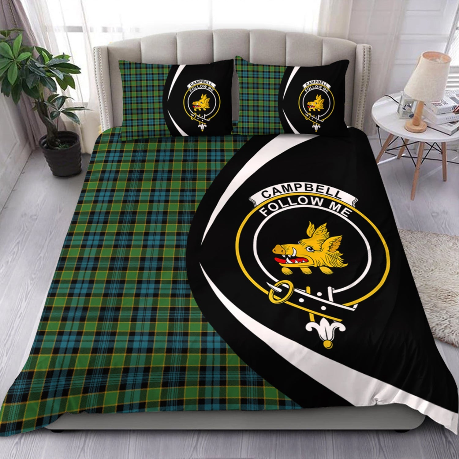 ScotsTee Shop Scottish Campbell of Breadalbane Ancient 2 Clan Badge Tartan Bedding Set Circle Style
