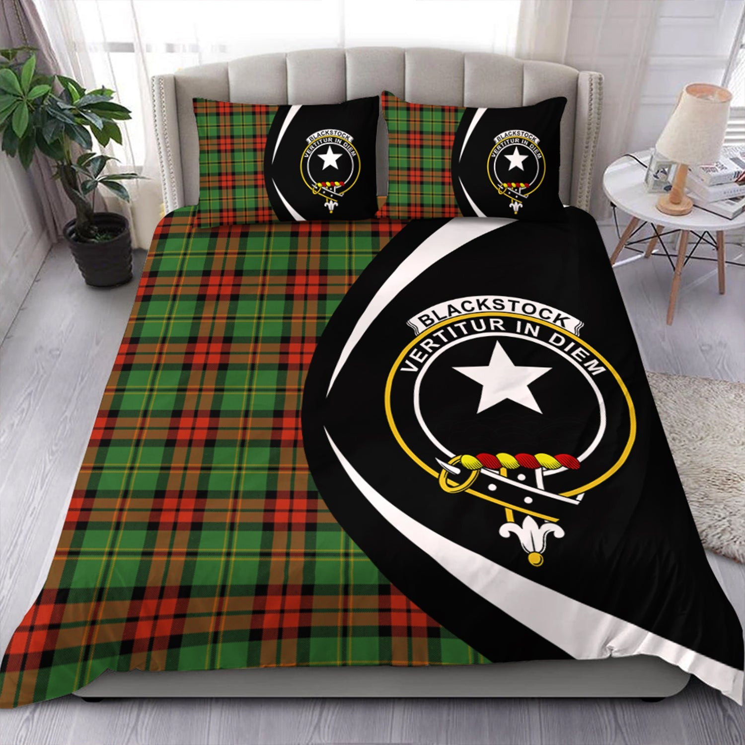 ScotsTee Shop Scottish Blackstock Hunting Ancient Clan Badge Tartan Bedding Set Circle Style