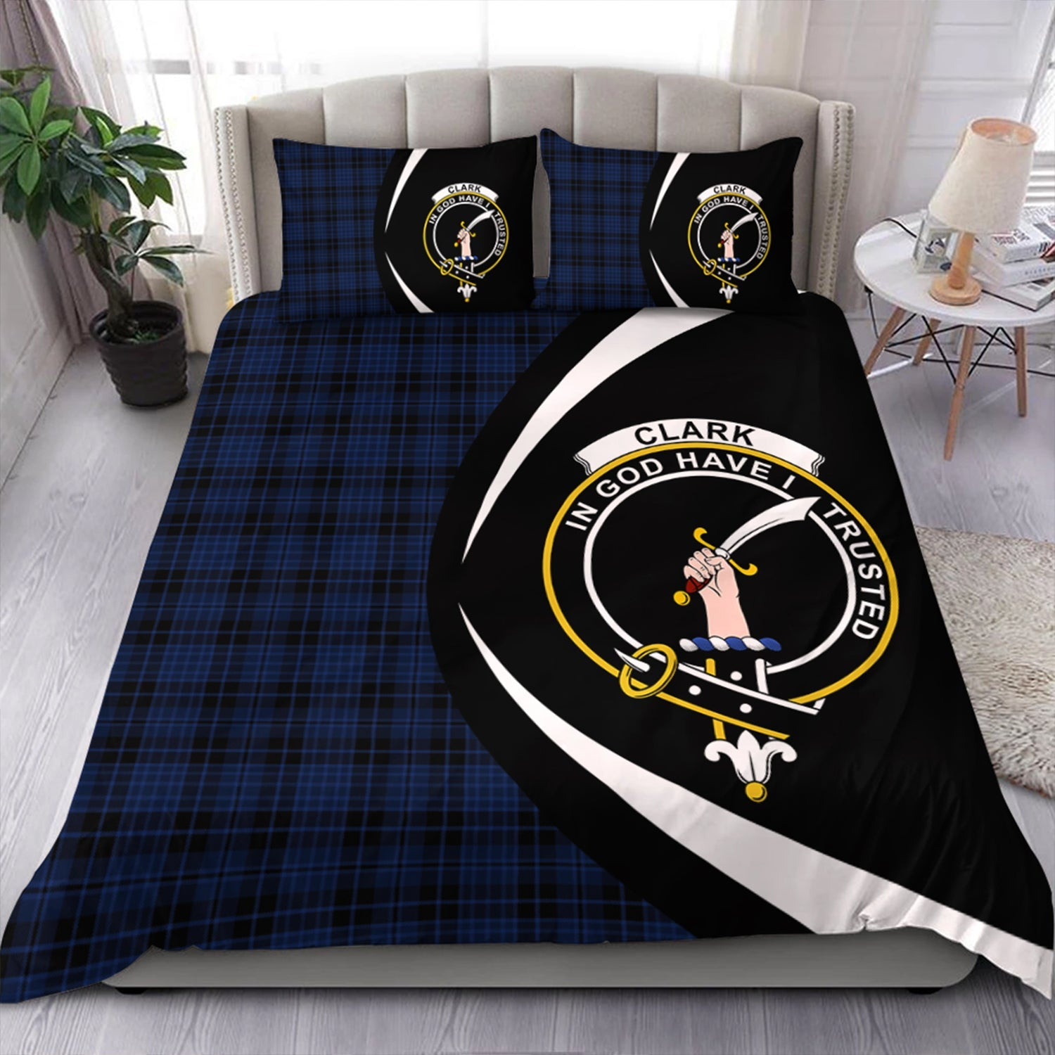 ScotsTee Shop Scottish Clark (Clergy) Modern Clan Badge Tartan Bedding Set Circle Style