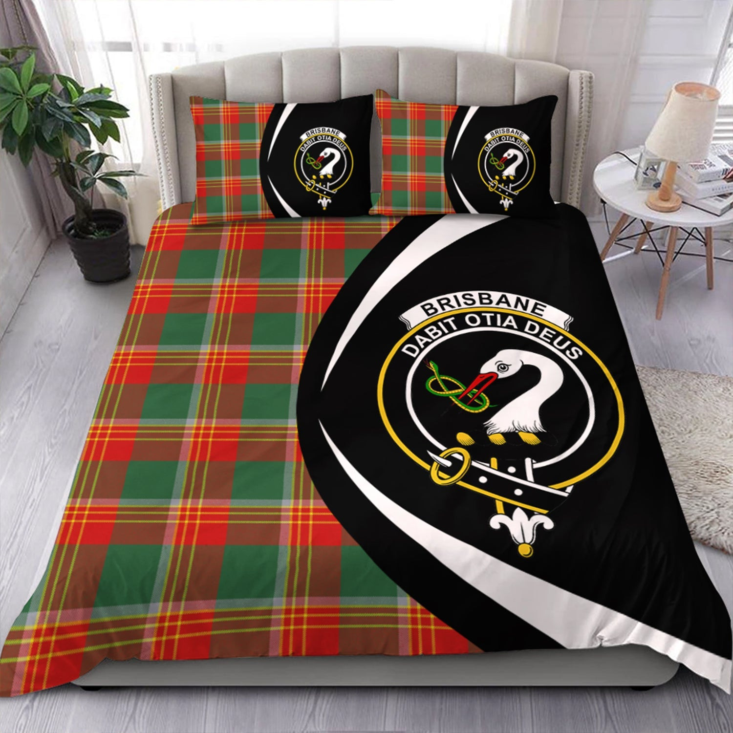 ScotsTee Shop Scottish Brisbane Modern Clan Badge Tartan Bedding Set Circle Style