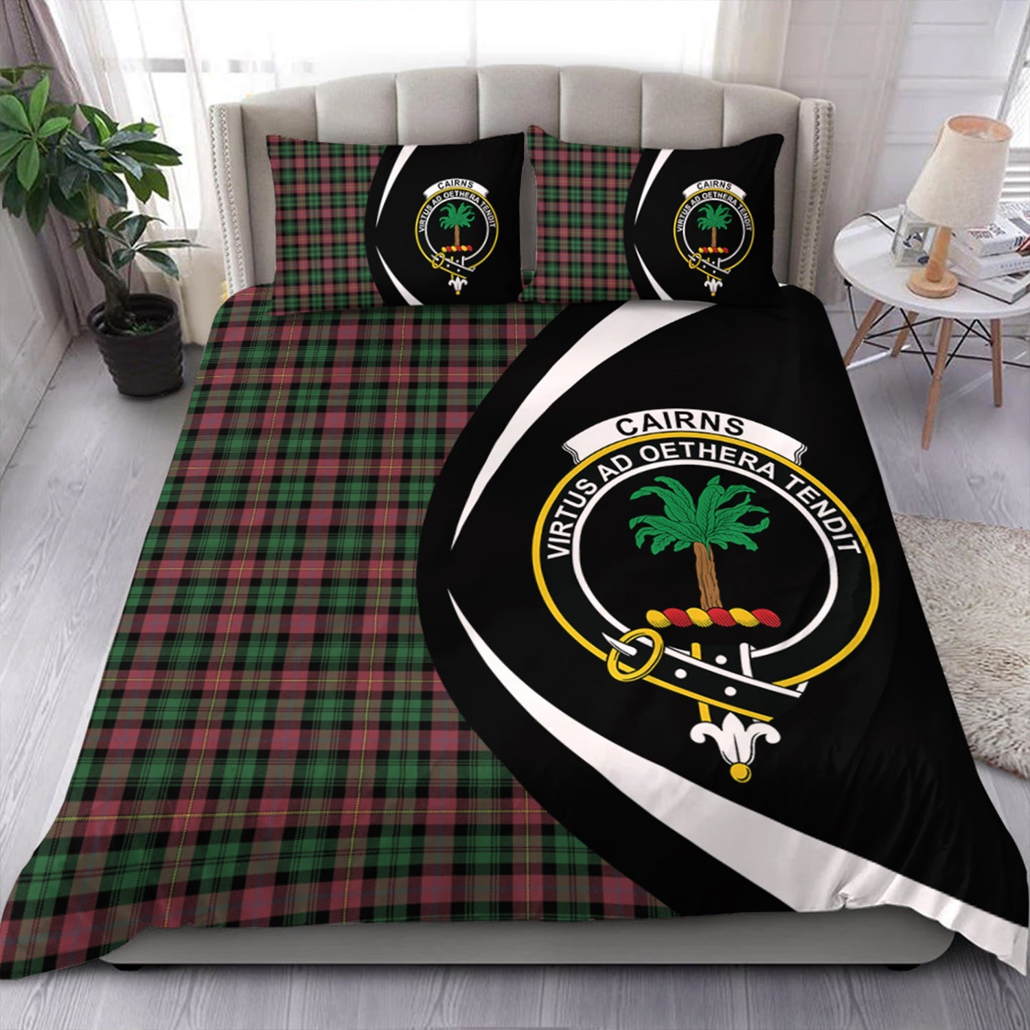 ScotsTee Shop Scottish Cairns of Finavon Ancient Clan Badge Tartan Bedding Set Circle Style