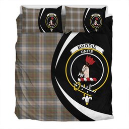 ScotsTee Shop Scottish Brodie Silver (Brodie Muted) Ancient Clan Badge Tartan Bedding Set Circle Style